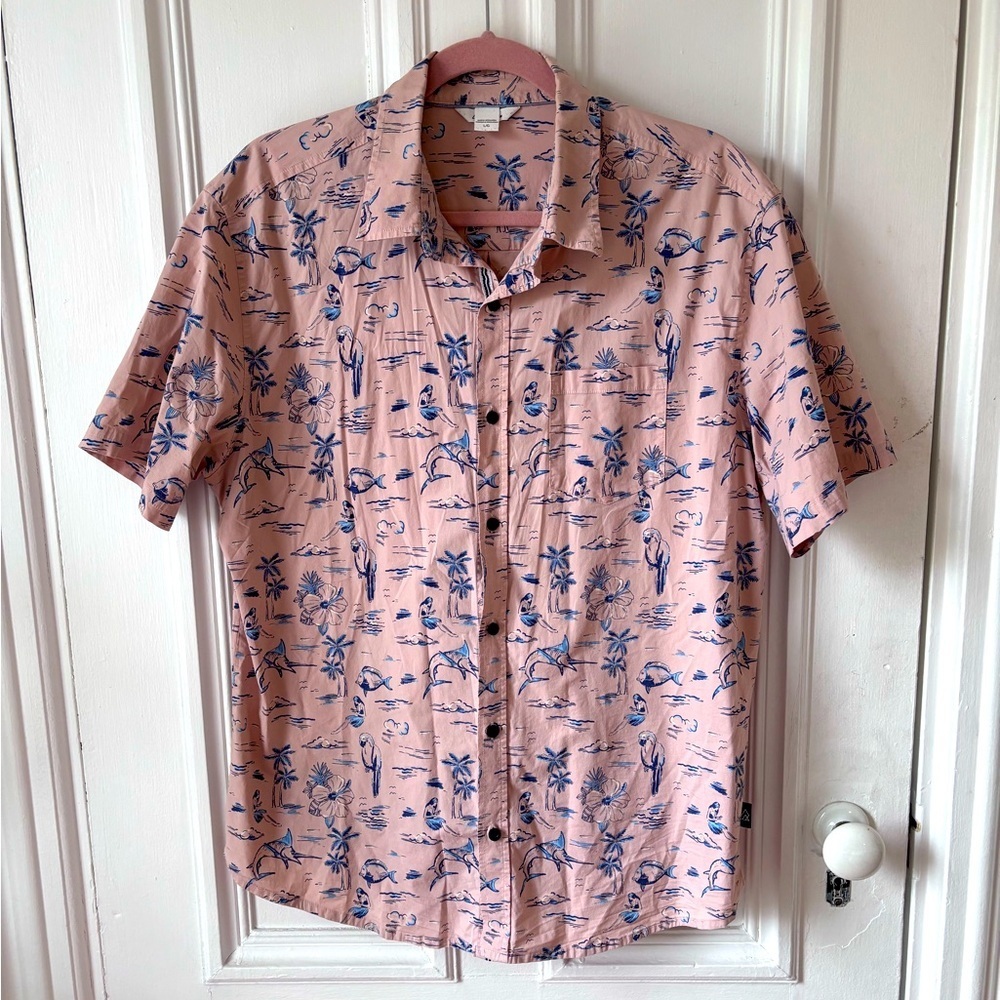 Ripzone Men’s Wallace Short Sleeve Button Front Hawaiian Print Cotton Shirt